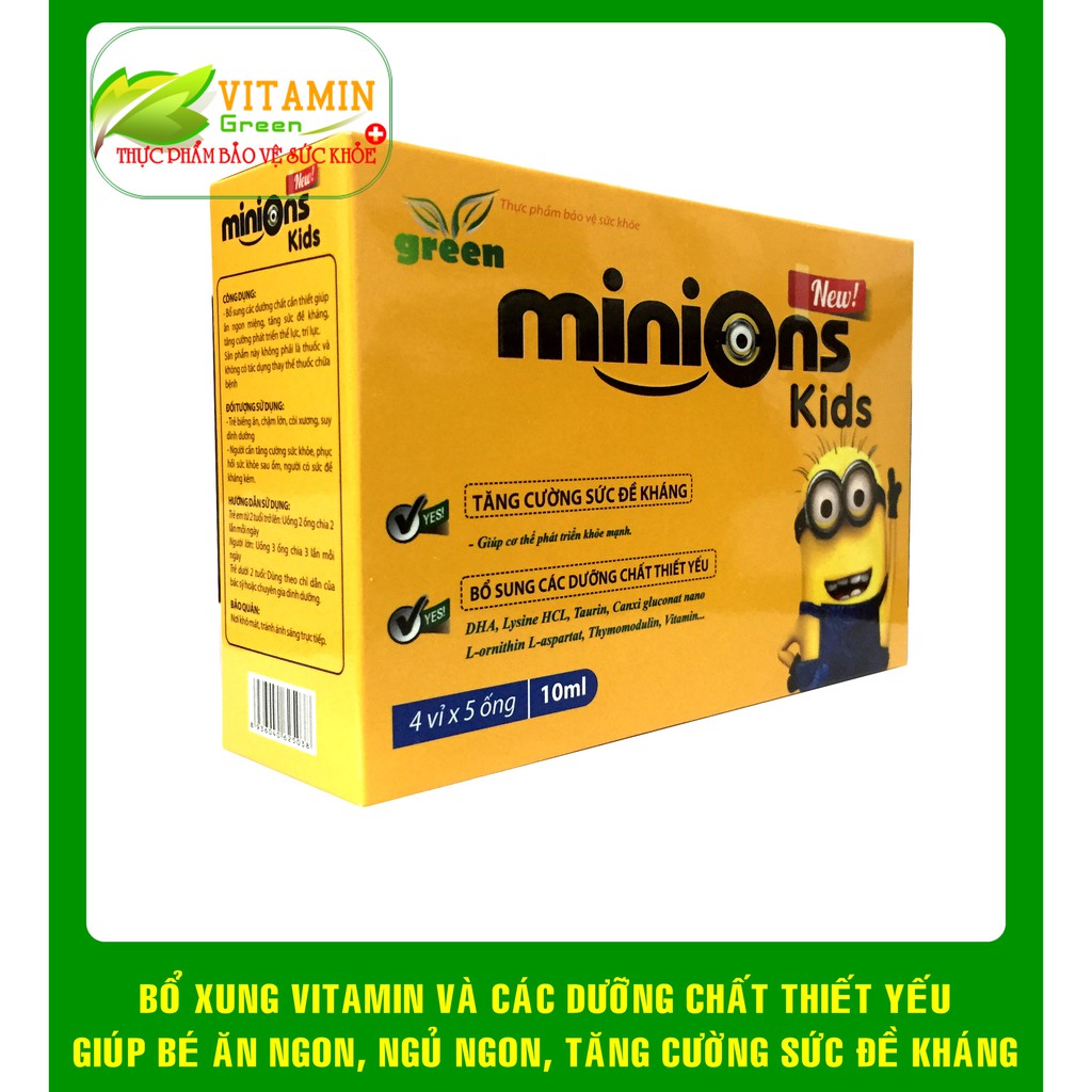 MINIONS KIDS GIÚP BÉ ĂN NGON, NGỦ NGON, TĂNG CƯỜNG SỨC ĐỀ KHÁNG 20 ỐNG