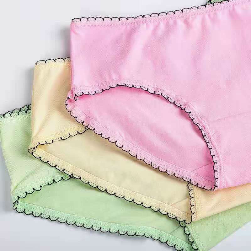 Quần Lót Nữ Cotton Cạp Viền Sóng Kháng Khuẩn Mềm Mịn Nhiều Màu Sắc Trẻ Trung FreeSize