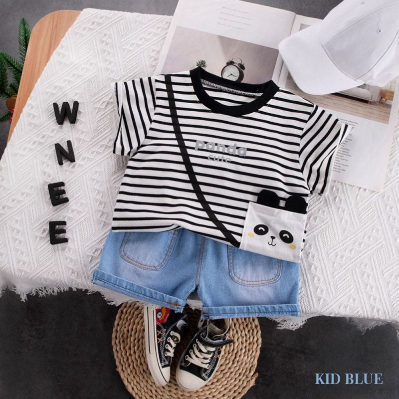 Set Áo Thun Ba Lỗ + Quần Short Denim Mềm Cho Bé Trai