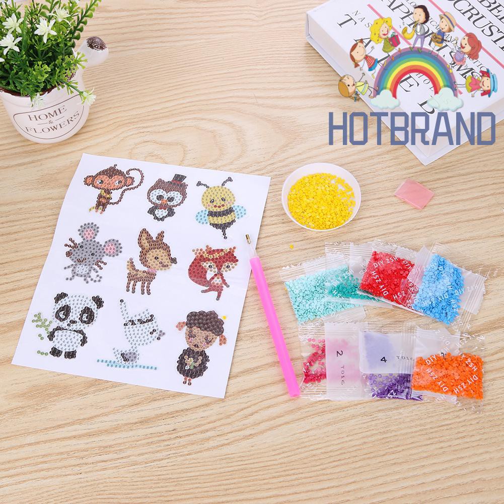 Nhãn dán phong cách tranh đính đá hình động vật cho trẻ em