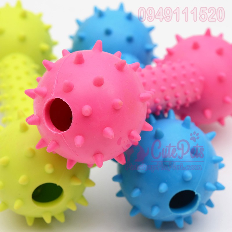 Đồ chơi cao su gắn chuông hình quả tạ gai cho chó - CutePets Phụ kiện chó mèo Pet shop Hà Nội