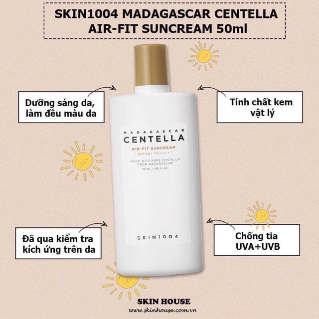 Kem Chống Nắng Rau Má SKIN1004 Madagascar Centella Air-fit Suncream SPF50+ 50ml