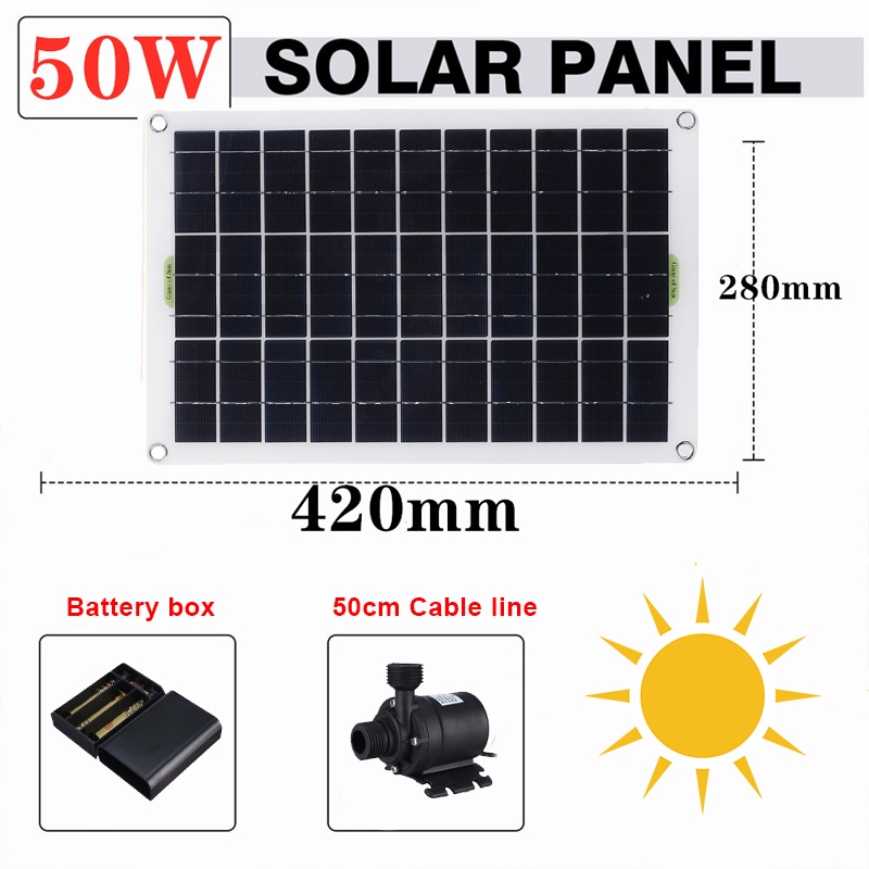 Máy Bơm Nước Năng Lượng Mặt Trời 800L / H DC 12V 50w Cho Bể Cá