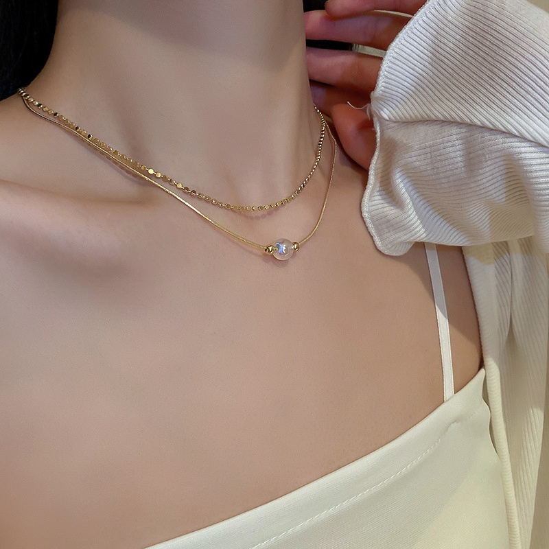 Dây Chuyền Hình Nàng Tiên Cá Ji Ngọc Trai Nhiều Lớp Cổ Điển Thời Trang Hàn Quốc Cho Nữ G026