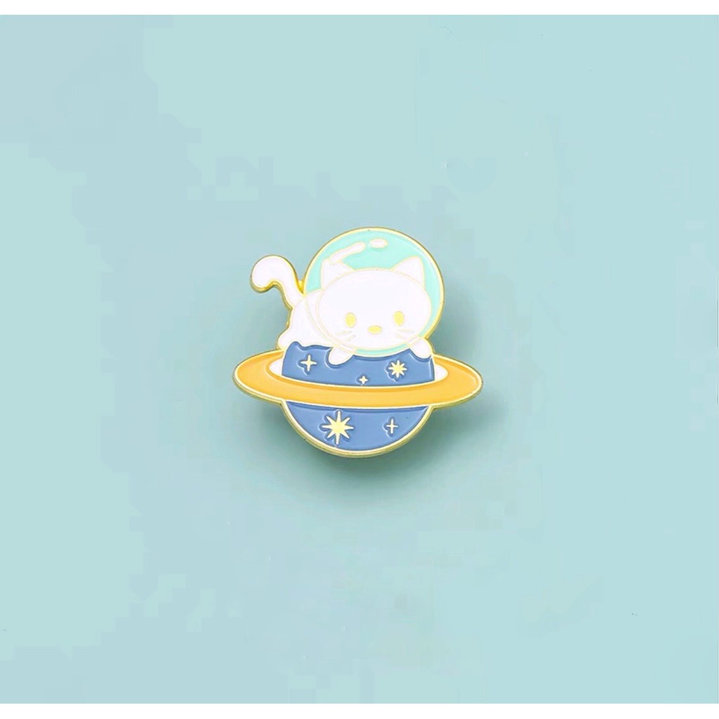 Huy hiệu balo, enamel pin cài áo Mèo vũ trụ chibi │ kim loại chống rỉ sét │ xem thêm ở phần MÔ TẢ SẢN PHẨM