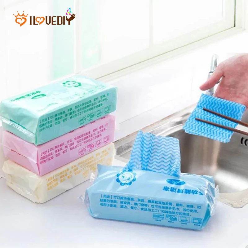 Set 80 Miếng Vải Không Dệt Lau Chén Dĩa Có Thể Tháo Rời Đa Năng