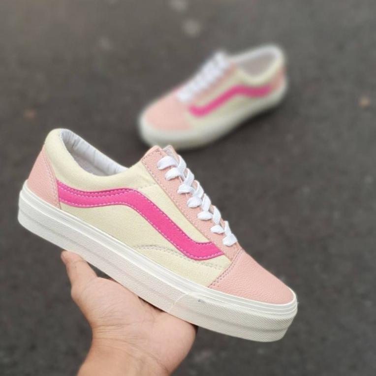 Giày bata Vans Bsm-43 thời trang năng động cho nữ Giày Vans màu đen hồng size 36-40 thời trang trẻ trung Cấp Ori: