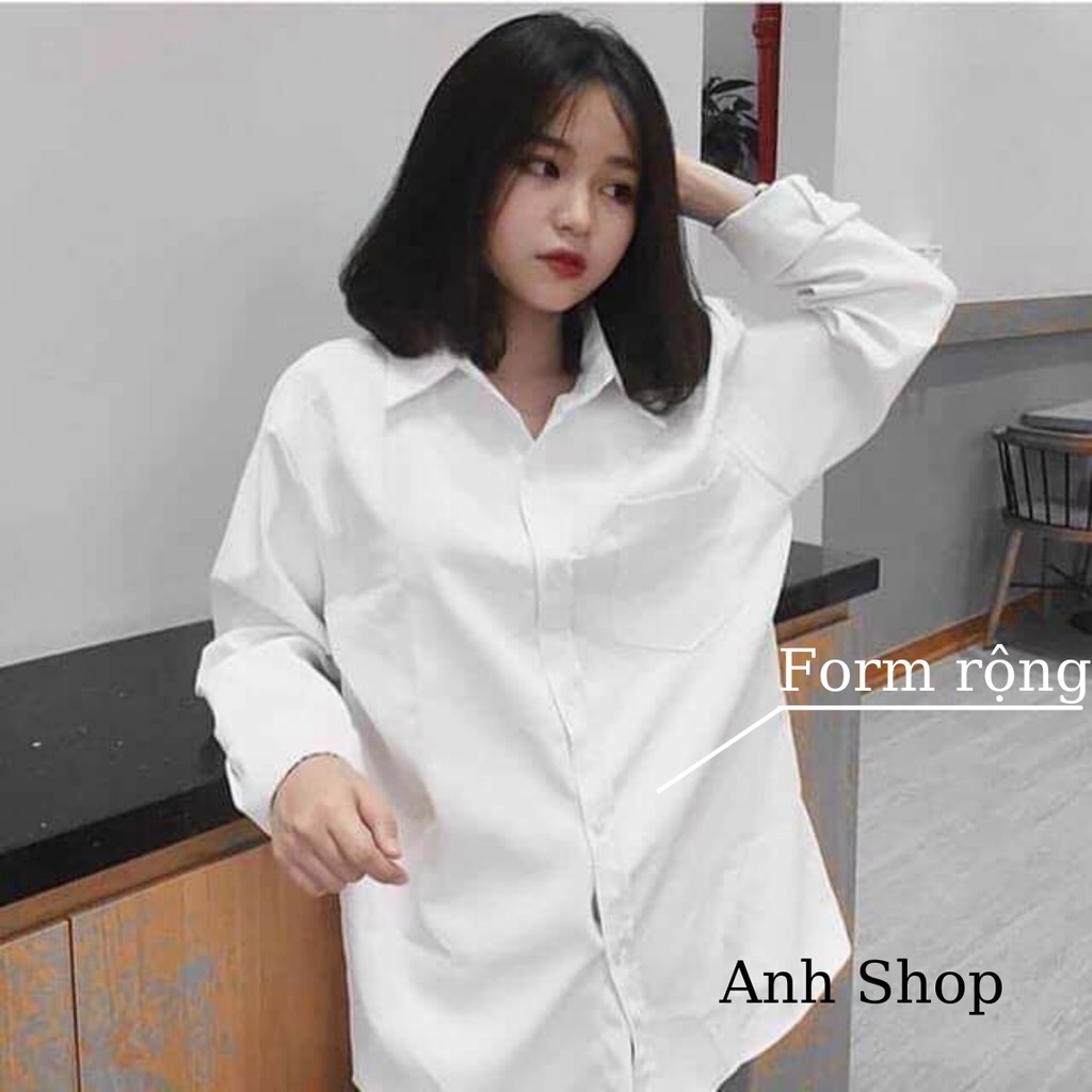 Áo Sơ Mi Trơn Unisex Form Rộng (Màu Trắng Tinh) Phong Cách Hiện Đại Năng Động Thời Trang - SML | WebRaoVat - webraovat.net.vn