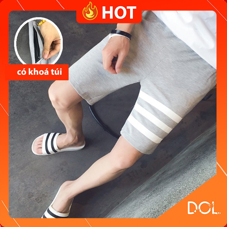 Quần short nam Khóa Túi thời trang in 3 sọc thể thao cá tính Hot mùa hè 2020