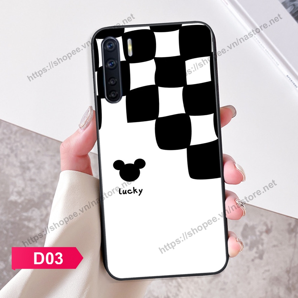 Ốp lưng Oppo A91 - Reno 3 trái tim họa tiết caro, mikey họa tiết beabrick kaws cute
