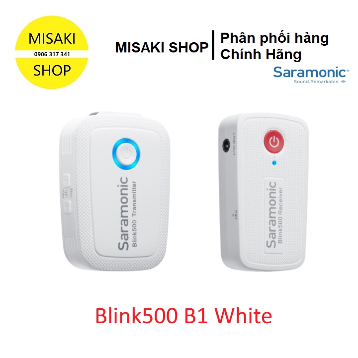 Bộ micrô không dây 2.4G cho máy ảnh & điện thoại thông minh (TX + RX) Blink500 B1 White | Misaki Shop