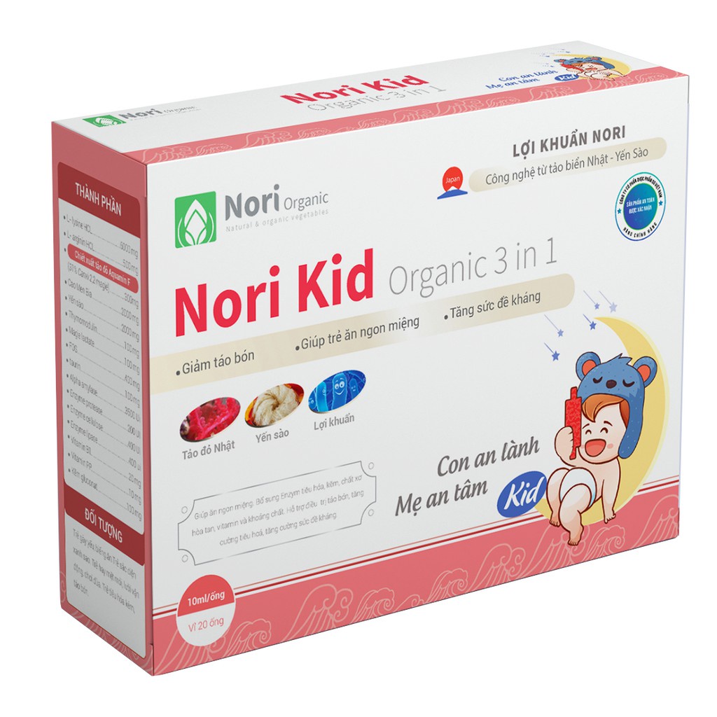(ComBo 3 Hộp)NORI KID BÀO TỬ LỢI KHUẨN - ĂN NGON GIẢM TÁO BÓN