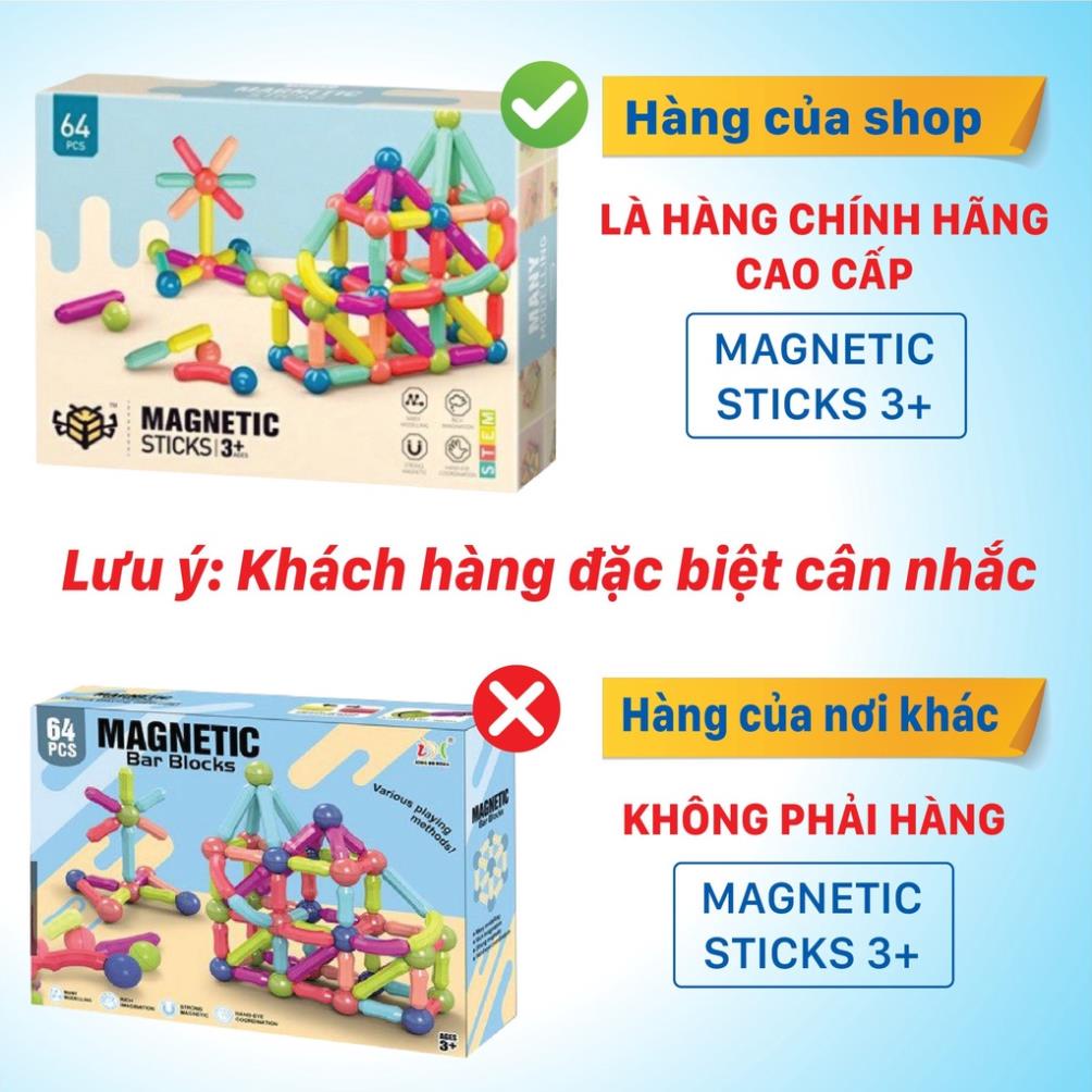 Bộ xếp hình nam châm Tuệ Minh, đồ chơi xếp hình nam châm cho bé, giáo dục và phát triển trí tuệ loại 42 và 64 chi tiết