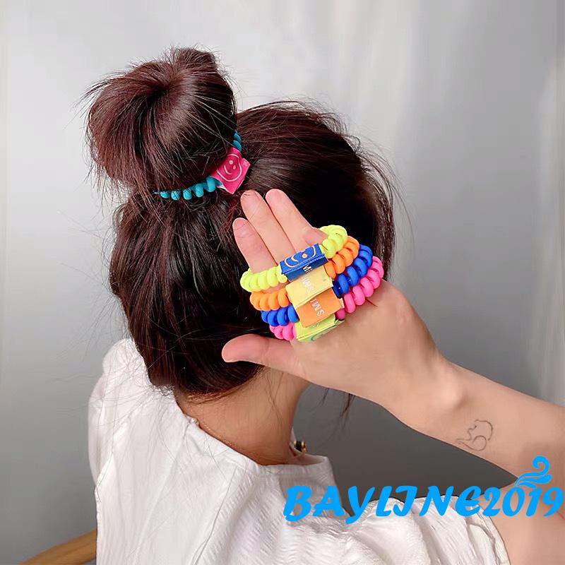 Dây buộc tóc co giãn hình mặt cười màu sắc ngọt ngào thời trang cho nữ