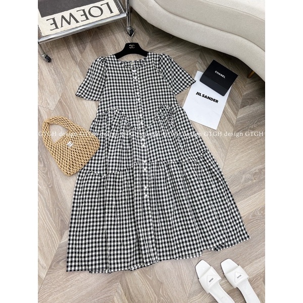 Đầm kẻ babydoll dáng dài siêu xinh - Váy kẻ phồng mẫu mới về