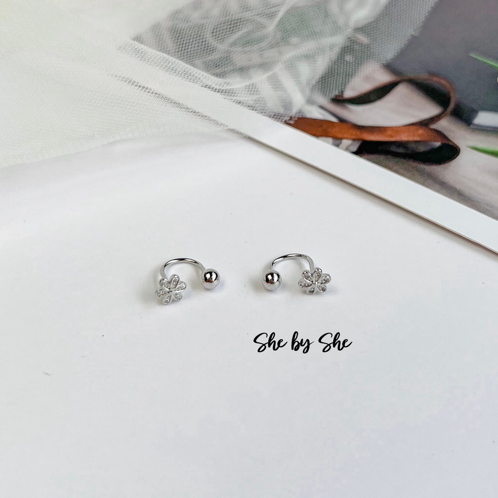 Bông tai nữ bạc 925 bông hoa gài tai K89