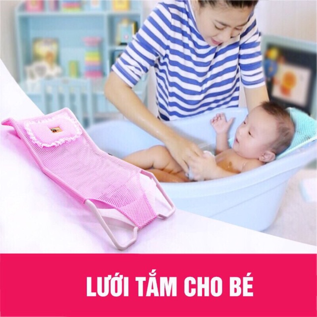 Lưới tắm cho bé kèm gối