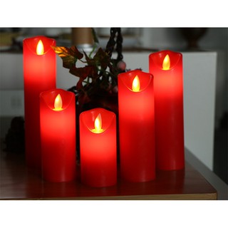 Nến điện tử bằng sáp Đỏ, cao 15cm, đường kính 5cm, tim nến lắc lư
