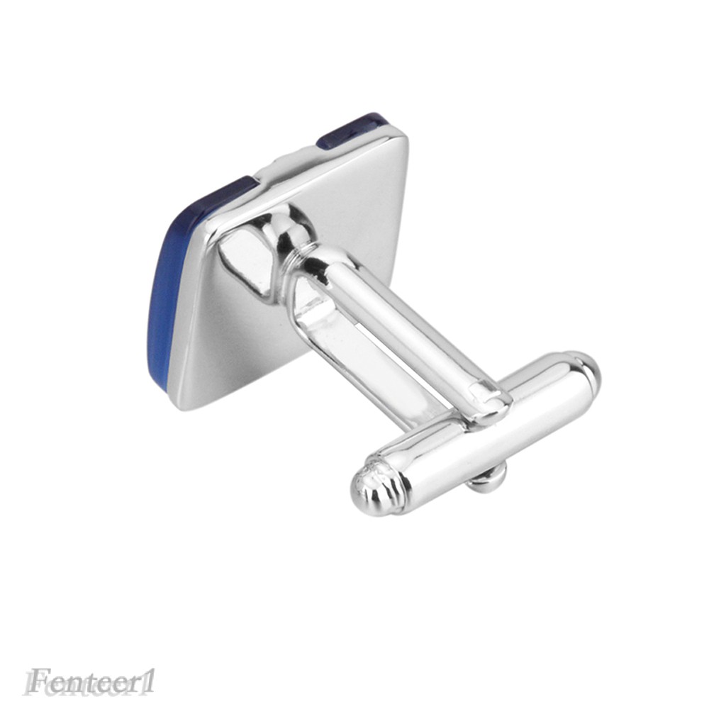 [Fenteer1] Set 2 Khuy Măng Sét Tuxedo Cổ Điển Hình Vuông Mắt Mèo Thời Trang Unisex