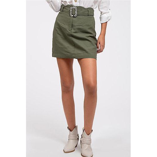 Chân váy ngắn linen kèm belt M1ne xuất xịn