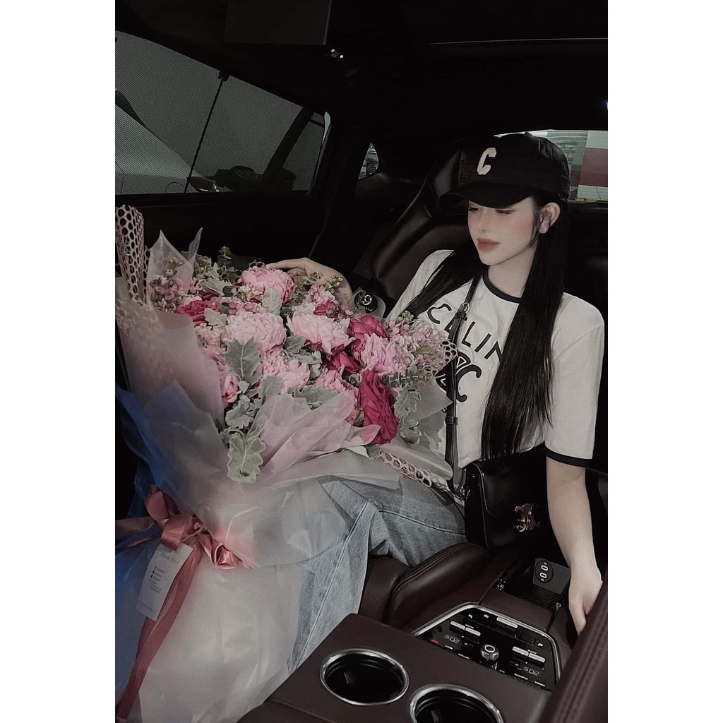 Áo phông basic celine đen trắng