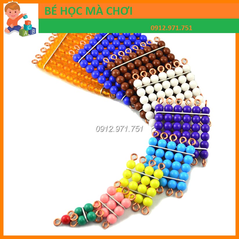 ( coloured bead squares ) TẤM HẠT CƯỜM MÀU TỪ 1 ĐẾN 10 Giáo cụ Montessori