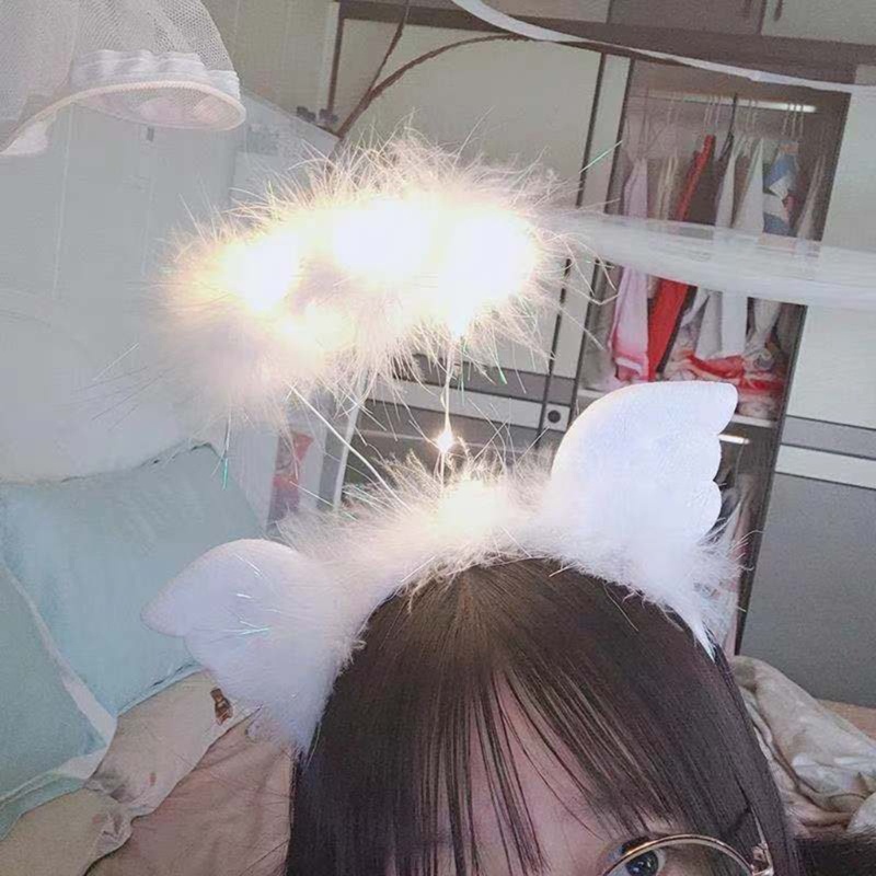 Băng Đô Cài Tóc Hình Tai Thiên Thần Có Đèn LED