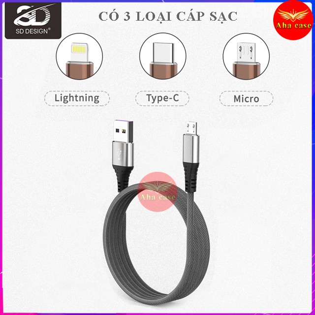 Cáp sạc nhanh M11s, M12s Chính hãng SD Design dây sạc iPhone, TypeC, Micro - Siêu bền - Chống Gẫy Đứt - Bh 12 tháng