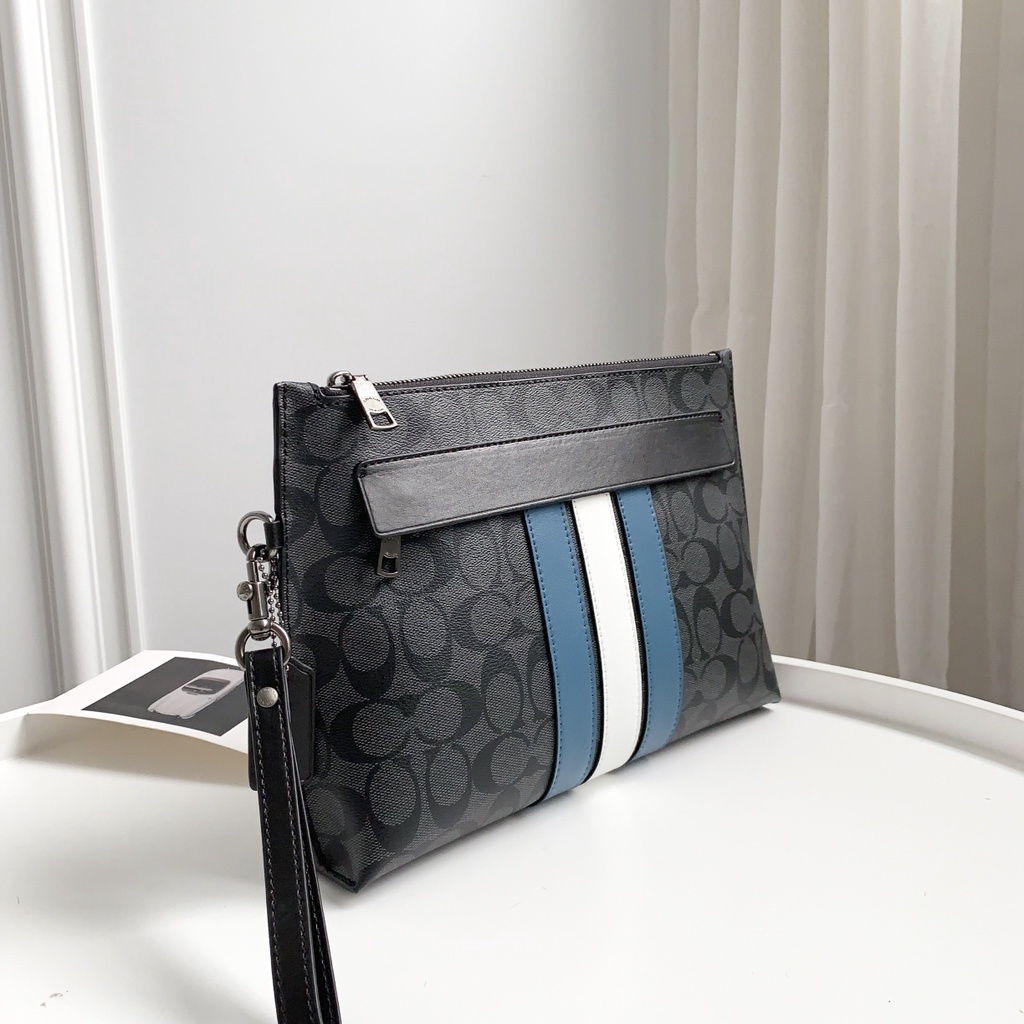 Clutch nam chính hãng COACH / Túi công sở sọc xanh / F38588