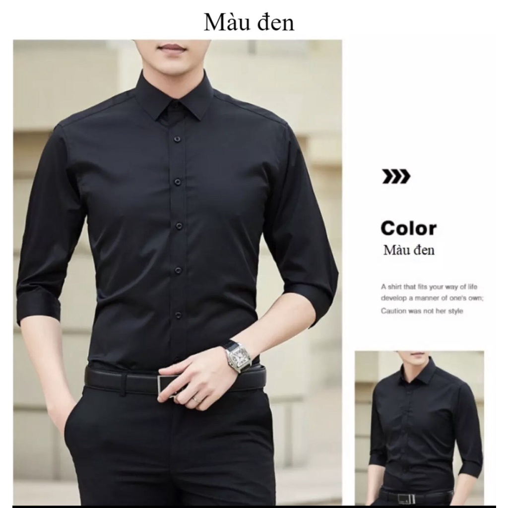 [FREESHIP 50K] Áo sơ mi nam dài tay cổ bẻ dáng ôm Hàn Quốc vải cotton lụa cao cấp chống nhăn chống xù