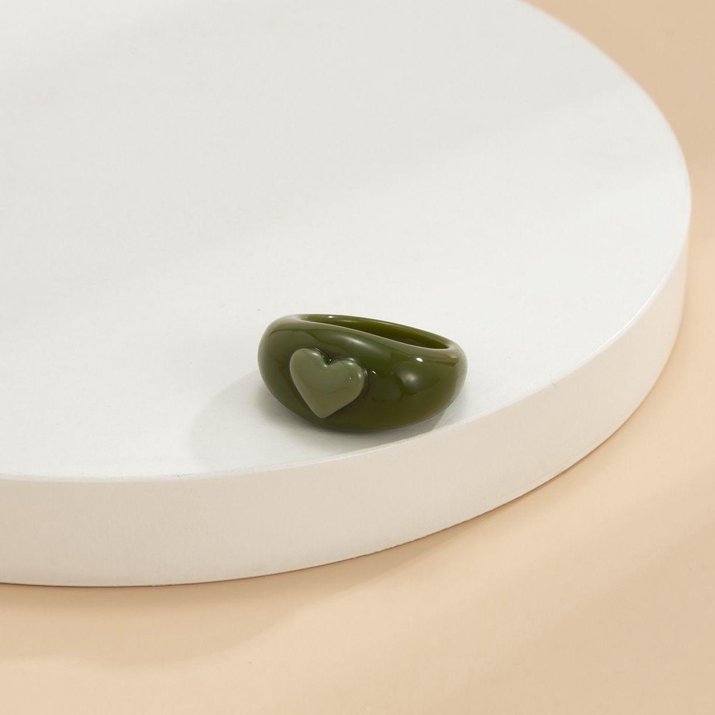 Nhẫn Resin Tròn Màu Tương Phản Vui Nhộn Phong Cách Hàn Quốc Cho Nữ