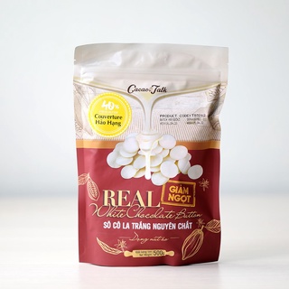 Sô cô la trắng nguyên chất dạng nút áo 40% cacao talk 500gr