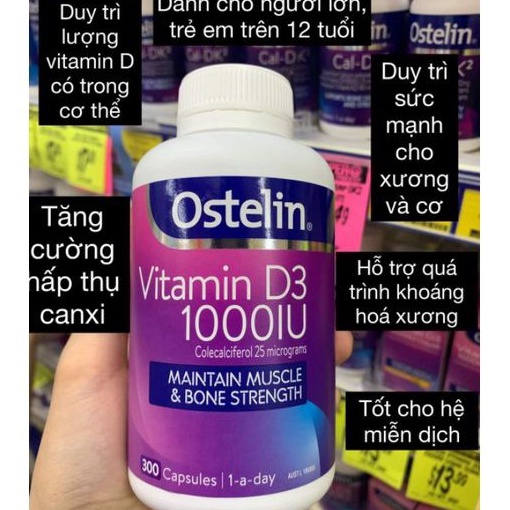 Vitamin D3 1000iu Ostelin lọ 275 viên