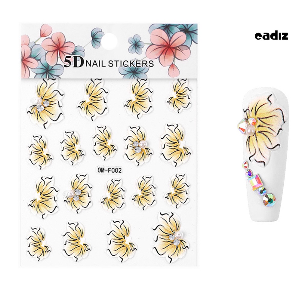 Miếng Dán Trang Trí Móng Tay Hình Hoa 5D DIY