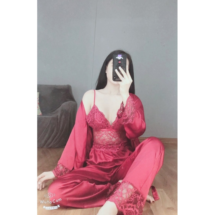 Đồ mặc nhà 2 dây Sexy lụa satin - latin Siêu Mát ĐB104