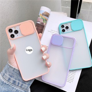 Ốp điện thoại cứng nhám trong suốt có nắp trượt bảo vệ camera cho iPhone 12 11 Pro Max X Xs Max Xr 6 6s 7 8 Se 2020 Plus