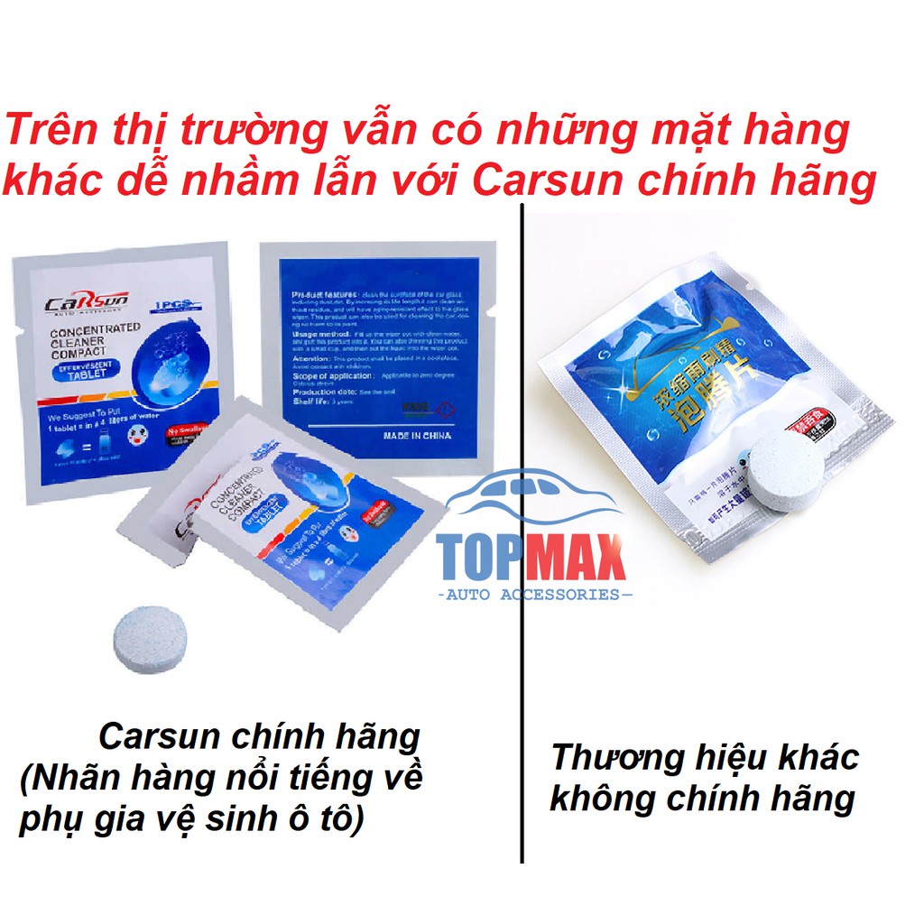 [Mã LIFEAUMAY giảm 10% tối đa 30k đơn 150k] Viên rửa kính Carsun Loại 1 Viên Lẻ