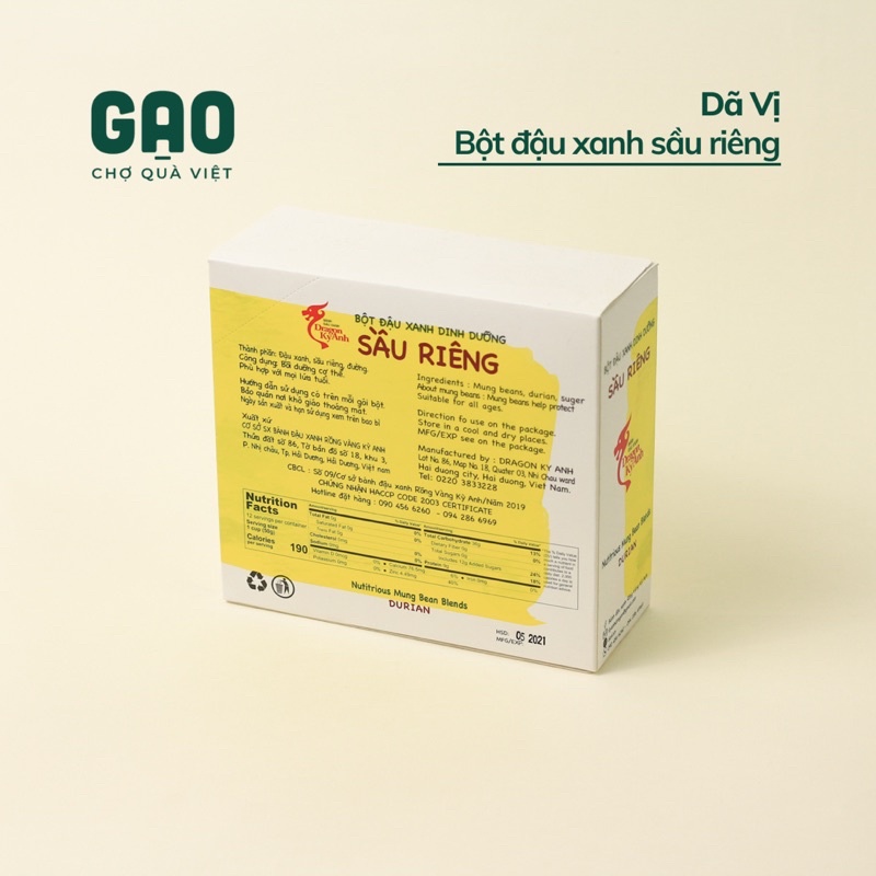 Bột đậu xanh dinh dưỡng - Rồng Vàng Kỳ Anh - Hộp 500g