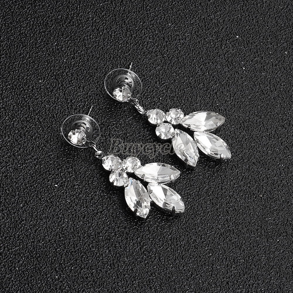 Bộ Vòng cổ + Bông Tai Đính Kim Cương Đơn Giản Thời Trang Cho Nữ