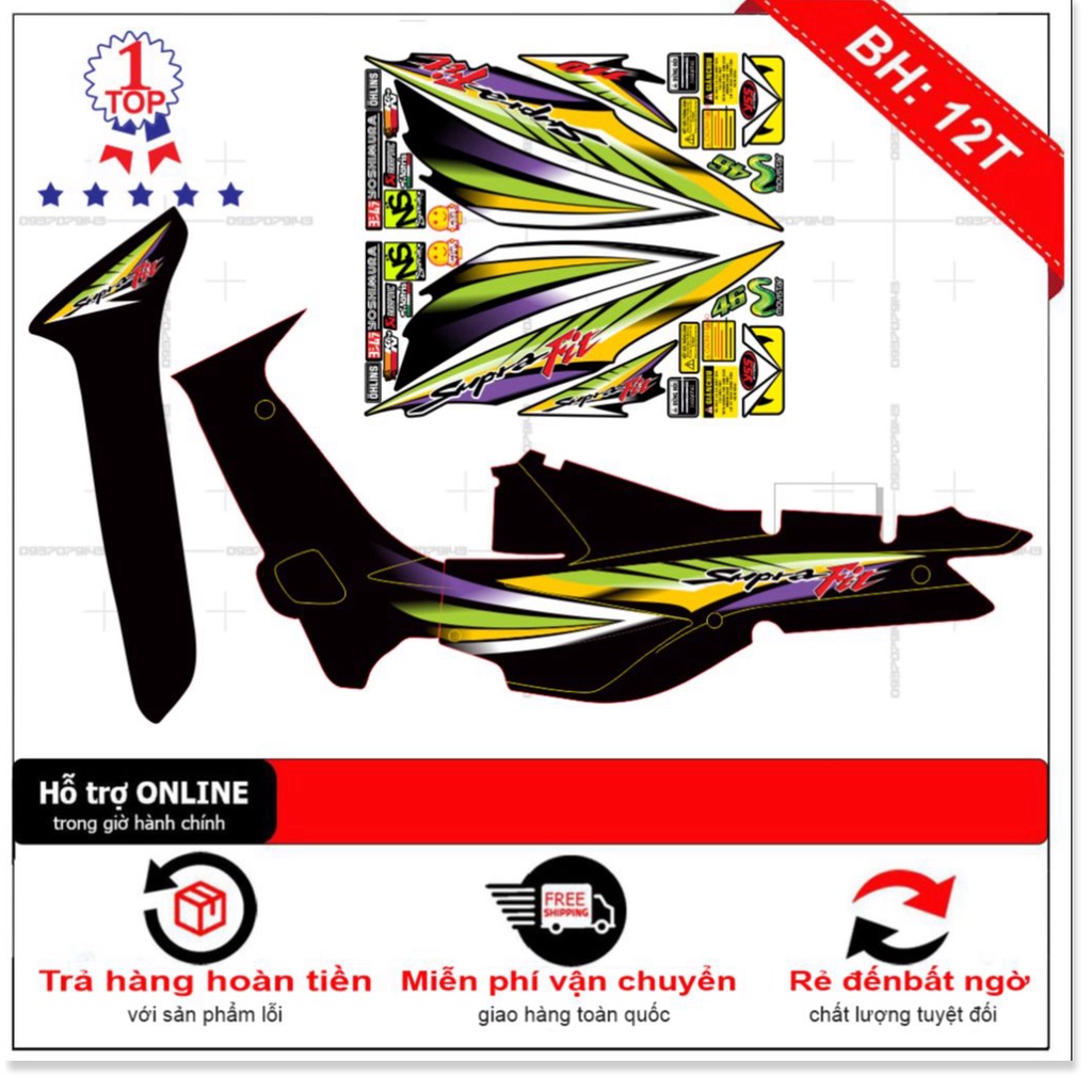 ( Quí khách vui lòng mang ra tiệm cho thợ dán ) Tem wave nhỏ đời đầu Supra Fit đen 2