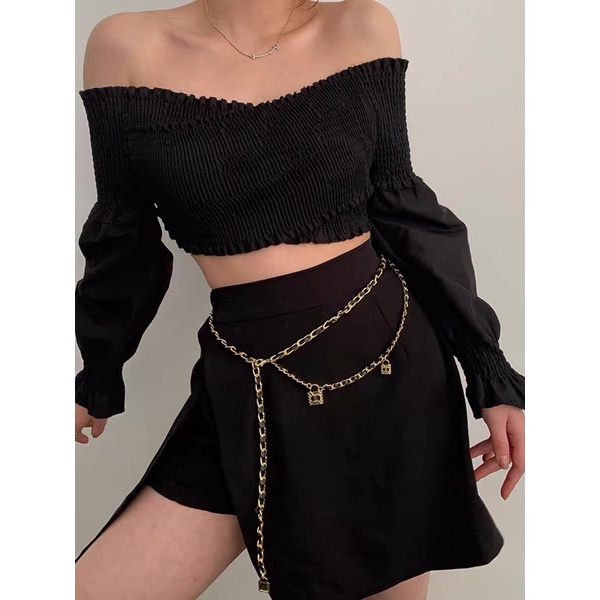 Đai váy dây xích khoá, betl xích xinh, phụ kiện đai váy Hari korea accessories