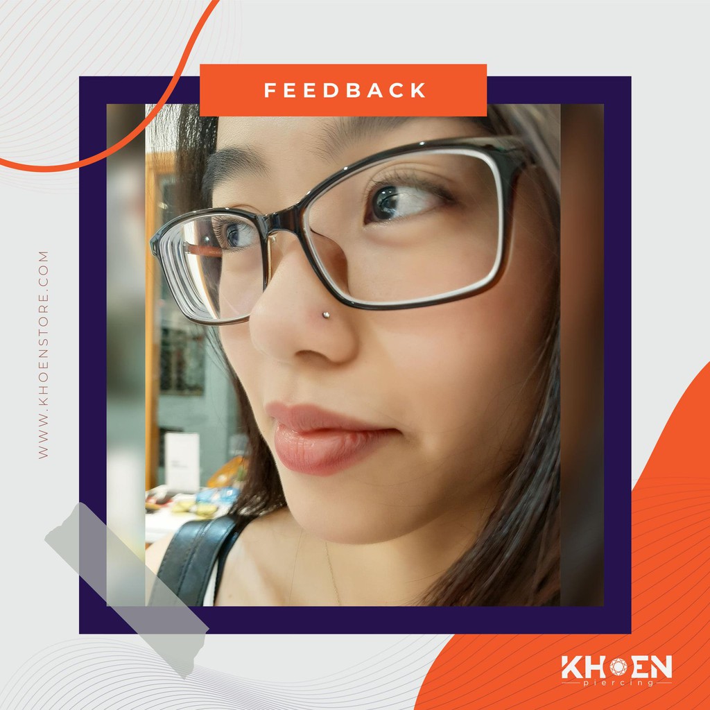 Khuyên mũi đá chấu chân chữ L đá 2mm và 3mm - Thép không rỉ - Khoen store