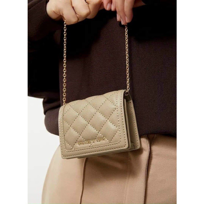 Túi ví ck mini nữ đẹp kèm dây đeo chéo size 12 logo kim loại thời trang giá rẻ (không hộp) DC0305