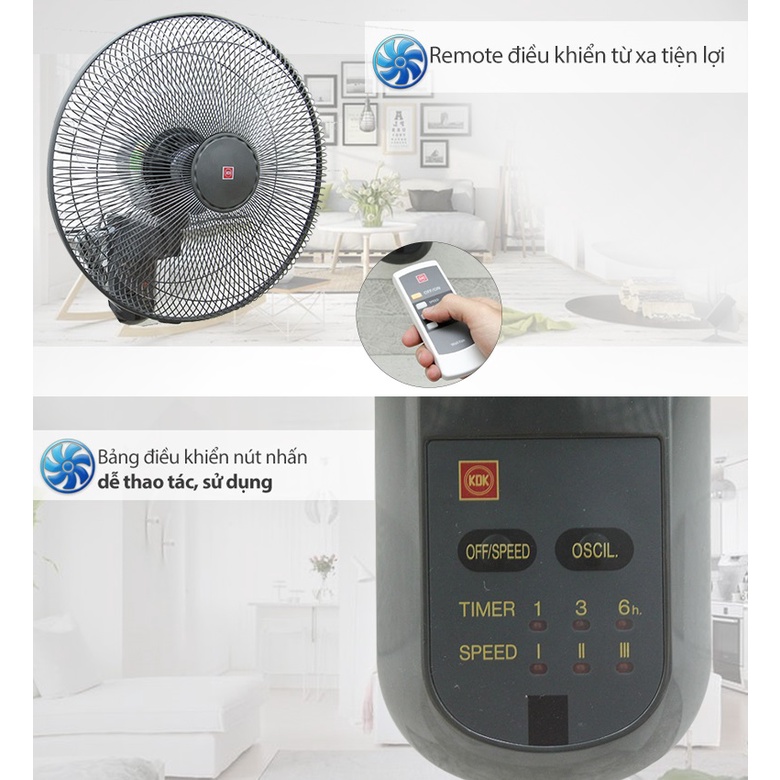 Quạt Treo Tường KDK M40M  Có Remote - Hàng Chính Hãng