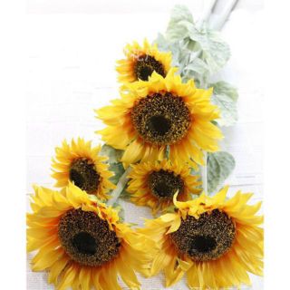 Hoa giả - Hoa Hướng Dương Cành 3 Bông To Đại Bán Sỉ