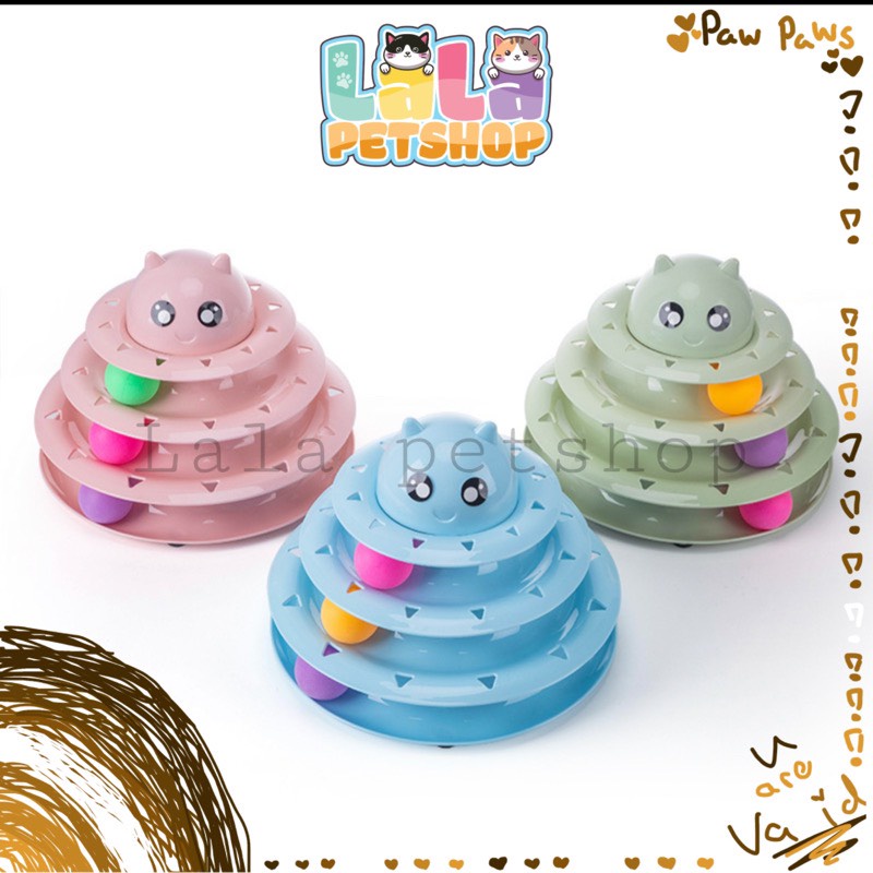 Tháp Banh Xoay Đồ Chơi Cho Chó Mèo - Tháp Bóng Ba Tầng Cho Mèo