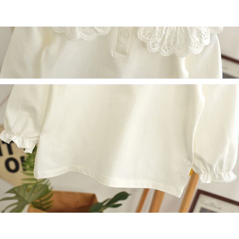 Áo Sơ Mi Trắng Tay Dài Thời Trang Xuân Thu Dành Cho Bé Gái