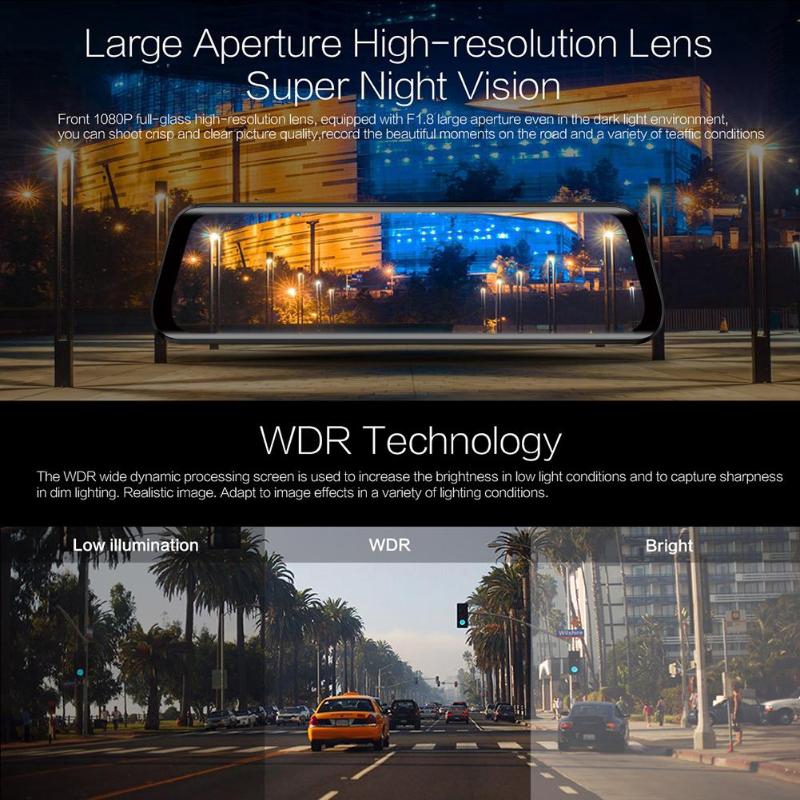 Anytek T11+ 9.66 Inch IPS Touch Rearview Mirror DVR Camera 1080p 720p Dual Lens Dash Cam Driving | BigBuy360 - bigbuy360.vn