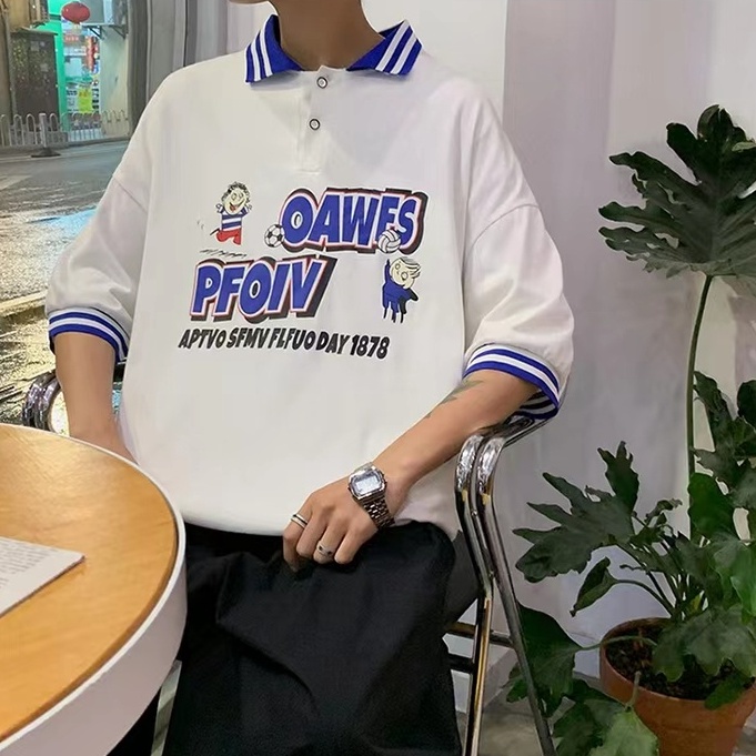 áo polo nam phong cách Hàn Quốc áo thun có cổ trắng áo phông polo nam streetwear áo thun nam có cổ from rộng áo thun có cổ nữ