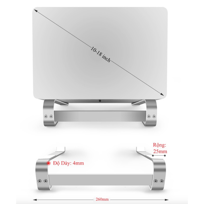 Giá đỡ laptop máy tính hợp kim nhôm gọn nhẹ siêu vững chắc